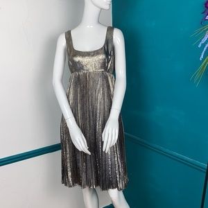 DKNY silk blend metallic pleated dress